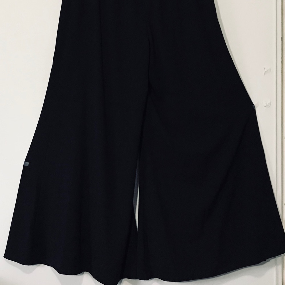 BLACK MARINA DRESS GAUCHOS, WIDE LEG, BACK ZIP